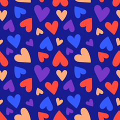 Seamless pattern of multicolored hearts. Vector illustration
