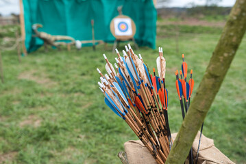 Shooting range for archery with arrows and quiver