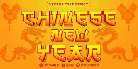 Naklejka premium Chinese New Year Text Effect,Fully Editable Font Text Effect