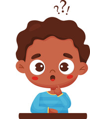 Surprised thoughtful black boy