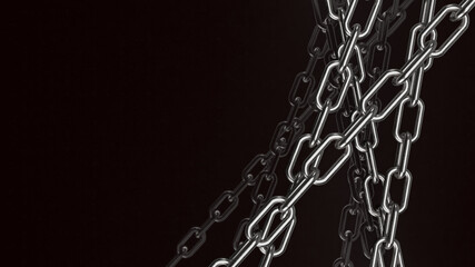 Fototapeta na wymiar The chain on black background for abstract or business concept 3d rendering.