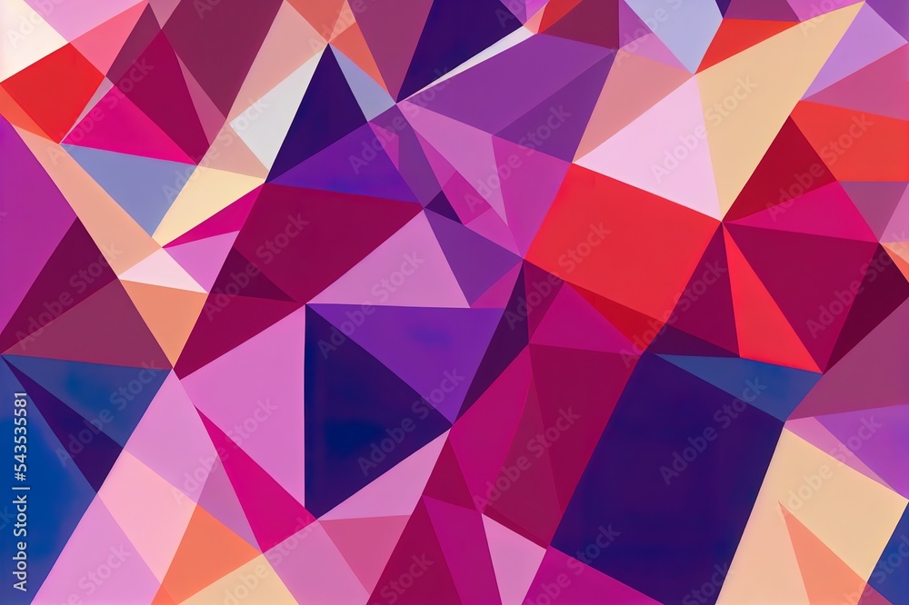 Poster abstract background consisting of triangles. gradient color from violet to red.