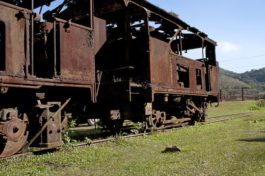 Abandoned train in the village of Paranapiacaba in the city of Santo André, state of São Paulo – Brazil.