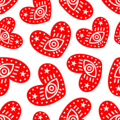 Seamless heart pattern decorated with an eye