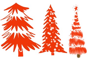 Cute Fun Handrawn Christmas  Trees with Child like appeal and look great for ads, Charlie Brown Tree,  logos, packaging, iconic styles modern and cheerfu; - 543539185