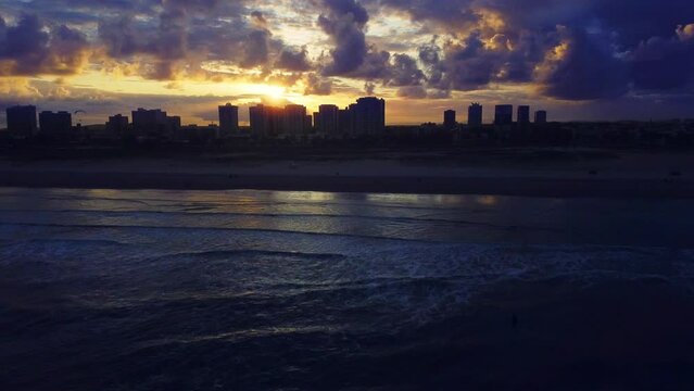 Brazilian Coastal City Skyline At Sunset