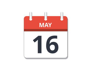 May 16th calendar icon vector. 