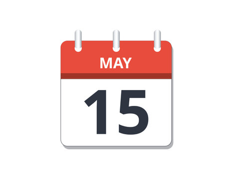 May 15th calendar icon vector. 