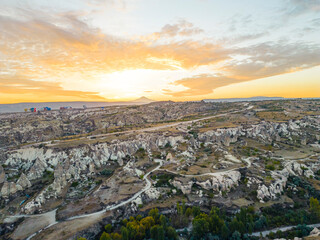 Fairy chimneys mountain valley near Goreme in Cappadocia, the Central Anatolia Region of Turkey. High quality photo