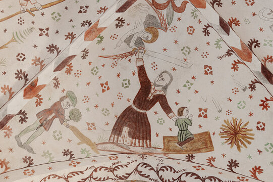 Binding of Isaac or Sacrifice of Isaac, a fresco from the middle ages