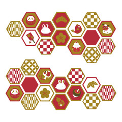 和柄　縁起物の亀甲柄　背景　ＰＮＧ