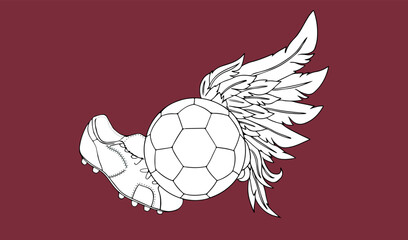 Fifa World Cup Qatar 2022 banner with football boots and ball. Vector illustration of a soccer championship