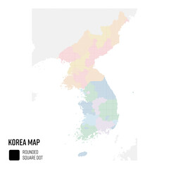 Obraz premium 世界地図ドット 朝鮮半島 地域別にグループ