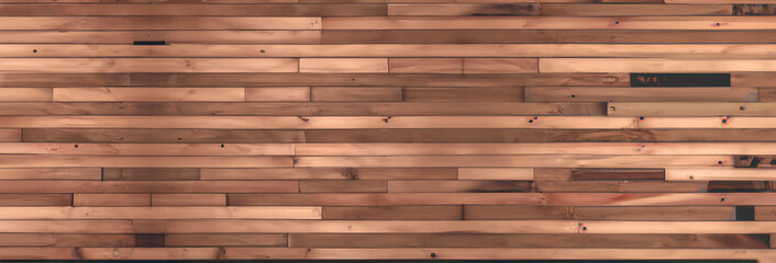 Wooden texture, banner, floor background, Small pieces of pine Arranged together into a beautiful wooden wall For interior decoration of buildings or floors and web backgrounds,Old wood wall texture 