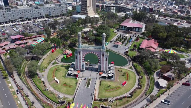 Panoramic view of Friendship Park in the district of Santiago de Surco in the capital of Lima - Peru