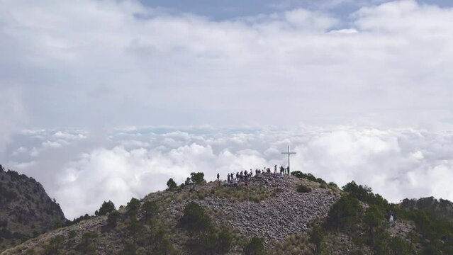 Aerial Top of the Pico del Aguila Mountain in Mexico with an amazing view in the Ajusco