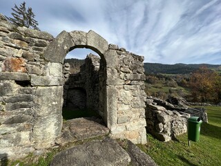 J&ouml;rgenberg Castle (Joergenberg Castle) or Casti Munt Sogn Gieri (Burgruine Munt Sogn Gieri), Waltensburg - Canton of Grisons, Switzerland (Kanton Graub&uuml;nden, Schweiz)