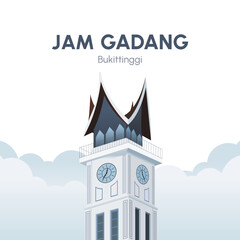 "Jam Gadang" is a landmark of Bukittinggi City, Indonesia. Vector Illustration
