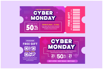 Cyber Monday voucher or coupon design template