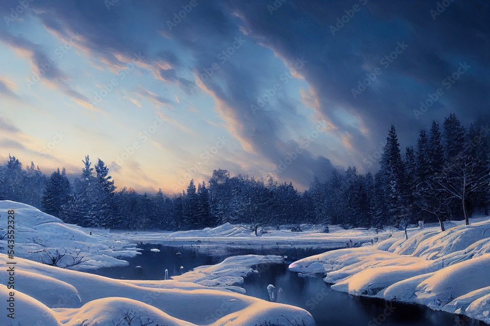 Poster winter landscape