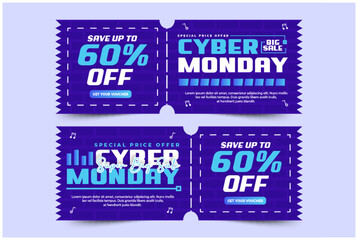 Cyber Monday voucher or coupon design template