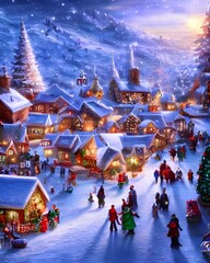 The winter christmas village is a beautiful sight. The snow is falling gently and the houses are all decked out in their holiday finery. The windows are glowing with warm light and the people seem to 