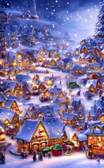 In the village, houses are blanketed in snow and Fairy lights wink from every window. Pines trees line the streets and a church spire pierces the sky. It's as if time has frozen still and only magic e