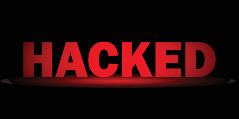 System hacked warning on black background