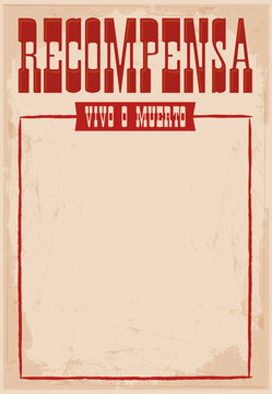 Recompensa Vivo o Muerto, Reward Dead or Alive poster Spanish text template.