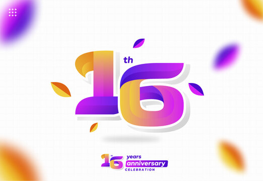 Number 16 logo icon design. 16th birthday logo number. anniversary 16