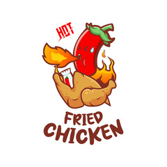 Hot fried chicken logo restaurant fast food
