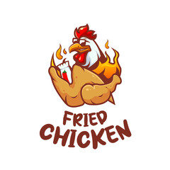 Hot fried chicken logo restaurant fast food