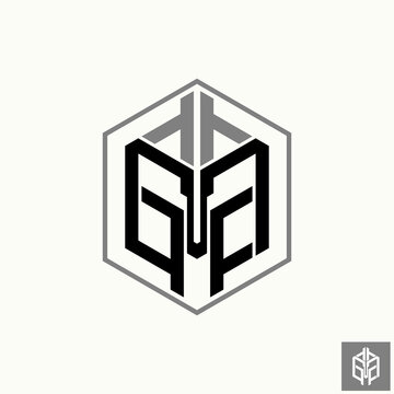 Simple and unique letter or word GA or GFA font like trojan spartan helmet image graphic icon logo design abstract concept vector stock. Can be used as symbol related to sport army or initial