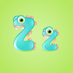 Monster alphabet letter Z on green background. Colourful ABC of cute monsters