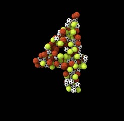 Sports Balls  Themed Font  Number 4