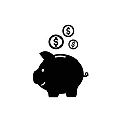 Piggy Bank Icon Isolated on White Background