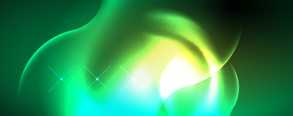 Neon glowing waves, magic energy space light concept, abstract background wallpaper design