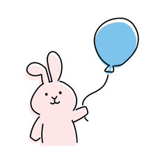 風船を持ったウサギのベクターイラスト
