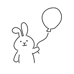 風船を持ったウサギのベクターイラスト