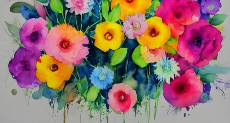 I see a colorful bouquet of flowers arranged in a vase. The blooms are bright and vibrant, adding cheer to the room.