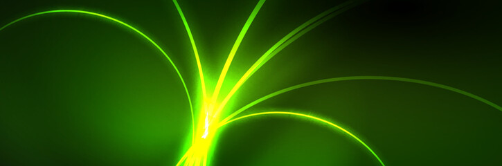 Neon glowing fluid wave lines, magic energy space light concept, abstract background wallpaper design