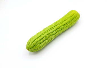 Fresh bitter melon isolated on white background with clipping path or make selection. Organic vegetable, Good for healthy and Harvest of agriculture.