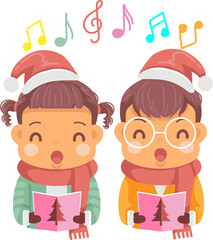 Little girls and little boys sing in the Christmas choir.