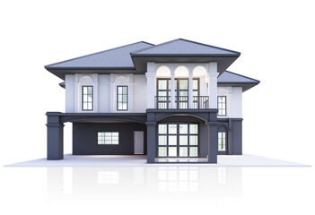 3D illustration modern style two-storey house