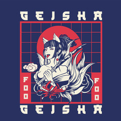 geisha woman girl Chine Japan character,  it can be use for shirt design or poster	