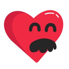 Fototapeta premium Emoji valentine uncle moustache emoticon yellow pink red face confuse funny symbol illustration smile happy