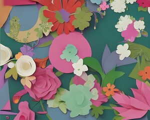 I am looking at a piece of art that consists of paper flowers. The design is intricate, and the...