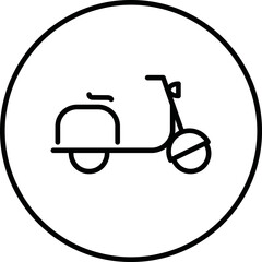 Scooter motorized, ride, sport, motorcycle, speed, black and white drawing button, vector illustration