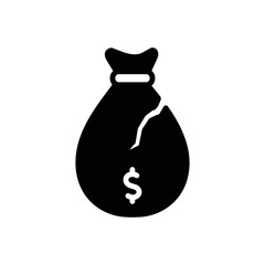 Black solid icon for losses money