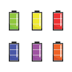 six colour of mobile phone, cell phone, battery charge indicator icons, object, vector illustrator